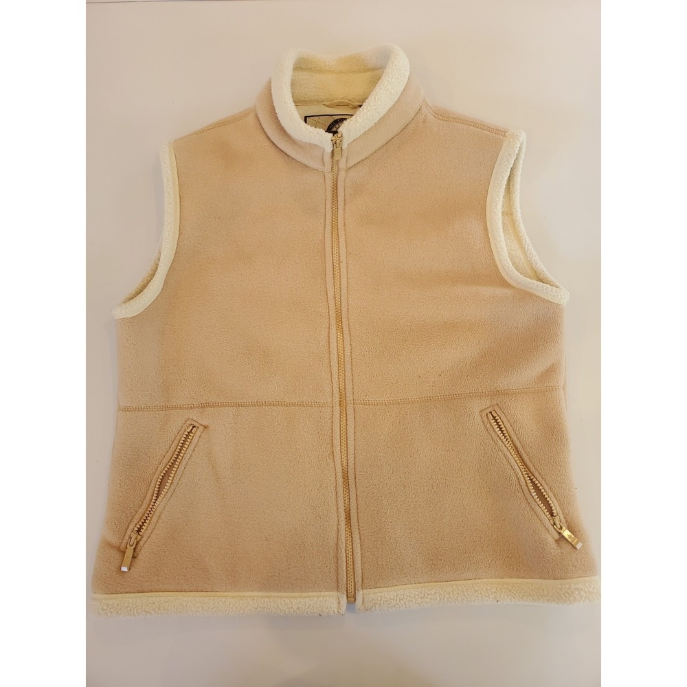 North End UPS Fleece Vest Womens Large Tan Sherpa Trim Full Zip All Climate Wear